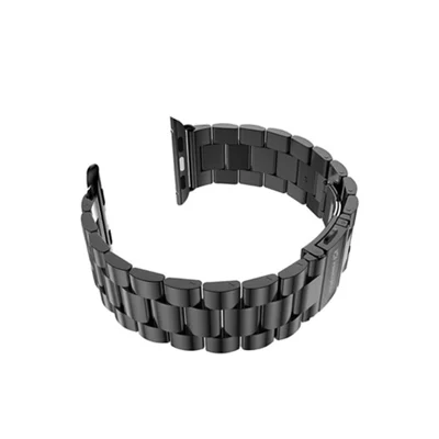 XINCUCO For Apple Watch Ultra 4 3 2 1 49mm / Series 12 11 10 46mm / 9 8 7 45mm / SE3 SE2 SE 6 5 4 44mm / 3 2 1 42mm Three Bead Series Stainless Steel Watch Strap - Black