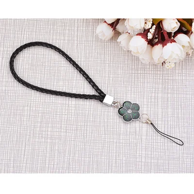 Pretty Flower Short Nylon Woven Durable Wrist Lanyard Hand Strap for Smartphones, Cameras etc. - Black