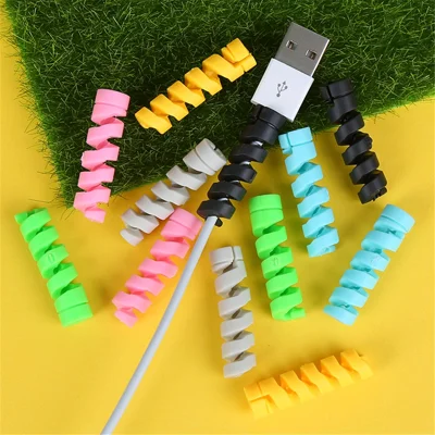 4 Pièces/Lot Câble Spirale Flexible en Silicone Protecteur de Câble de Données