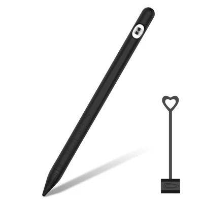 Miękka Osłona Ochronna ze Sztywnika do Dotykowego Pióra Stylusa z Silikonu + Zestaw Zapięć Przeciwpotrzebnych do Łącznika Ładowania dla Apple iPad Pencil - Czarny