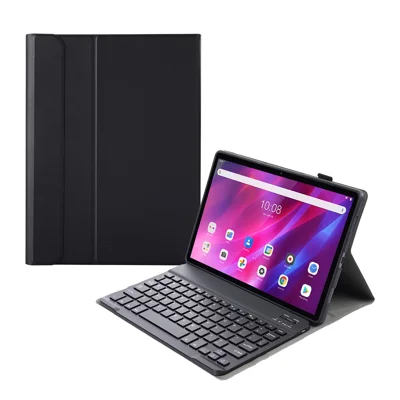 AK10 Detachable 2-in-1 Leather Stand Case with Bluetooth Keyboard for Lenovo Tab K10 TB-X6C6X - Black