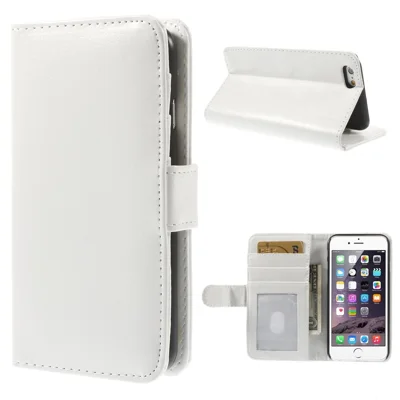Crazy Horse Texture Folio Leather Wallet Stand Shell voor iPhone 6 / 6s - Wit
