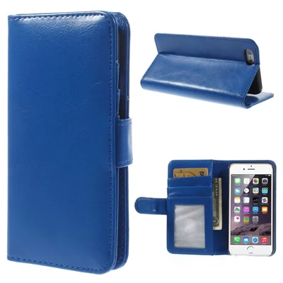 Crazy Horse Texture Folio Leather Wallet Stand Cover for iphone 6 / 6s - Blue