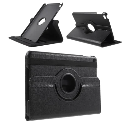 Para iPad mini 4 Lychee Funda Giratoria de 360 Grados de Cuero - Negro