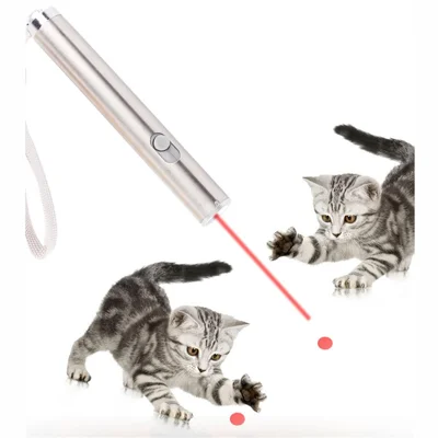 Laser Funny Cat Stick Toy 2 in 1 Red Laser Pen LED Flashlight Exercise Training Tool