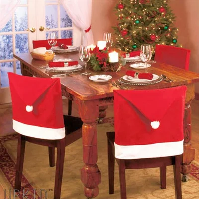 3-teiliges Set Weihnachtsmannhut Rückenbezug für Stühle, Weihnachtsdinner-Stuhldekoration, Mützenset, Stuhlhüllen als Weihnachtsgeschenk