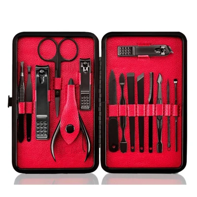 15PCS Professional Stainless Steel Nail Clipper Travel & Grooming Kit Nail Tools Manicure & Pedicure Set with Case