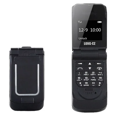 LONG-CZ J9 Mini GSM 2G Téléphone portable à clapet avec boutons Fonction Bluetooth-compatible - Noir