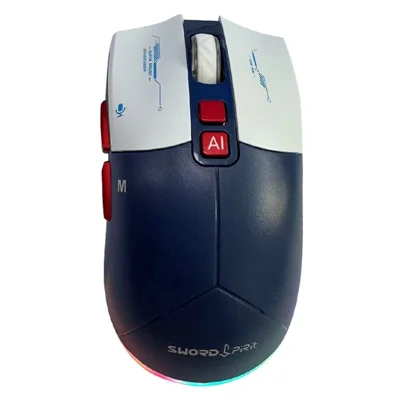 SWORD PIRIT XG705Pro 100+ Languages Translation AI Voice Control Bluetooth-Compatible Mouse for Typing Writing PPT Drawing - White+Blue