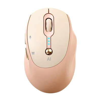 T-WOLF M7 AI Voice Smart Mouse Multi Language Translation Dual Mode Bluetooth-Compatible Wireless Mouse - Milk Tea