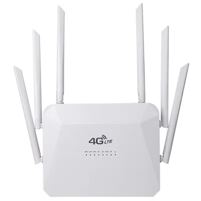 210M-E Eurasian Version SIM Card 4G LTE Router Home Office 3 Ethernet Ports 6 Antennas WiFi CPE Router - US Plug