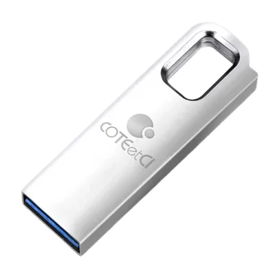COTECI CS8831 64GB USB 3.0 Flash Drive Zinc Alloy Portable Memory Stick with Hanging Hole - Silver White
