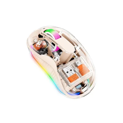 COTECI OF-005 Crystal Mouse III Transparent Wireless Mouse 2.4G Bluetooth-compatible Dual Mode - Tea Color