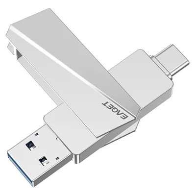 EAGET SU60 256GB USB3.2 + Type-C Dual-Schnittstellen-USB-Stick aus Zinklegierung mit 360-Grad-Drehung