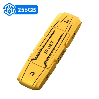 EAGET SU96 256GB USB Flash Drive USB3.2 + Type-C Dual Interface Zinc Alloy Solid State Pen Drive - Yellow