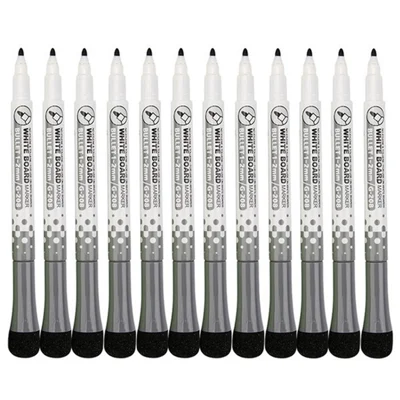 GXIN G-208 12Pcs / Set Dry Erase Markers Whiteboard Markers Ultra Fine Tip Markers for School Office Home - Black