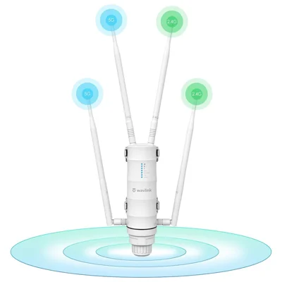 WAVLINK WS-WN572HP3-A udendørs WiFi-forstærker AC1200 dualbånd vejrfast trådløs router med PoE, Giga-porte - EU-stik