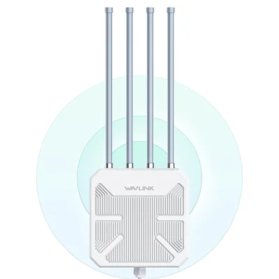 WAVLINK WS-WN573HX1-A WiFi 6 AX1800 WiFi Routers IP67 Waterproof Outdoor Dual Band Wireless Repeater with PoE Port, 4 Antennas - UK Plug