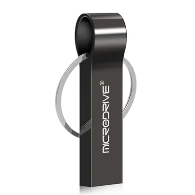 MICRODRIVE 16GB USB 2.0 Flash Drive Portable Key Ring Metal Thumb Drive Memory Stick - Black