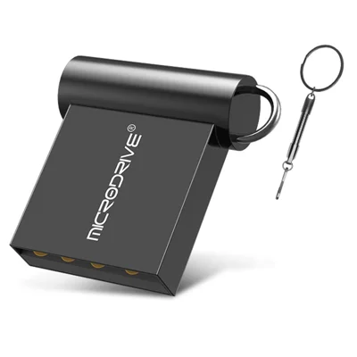 MICRODRIVE 32GB USB 2.0 Portable Flash Drive Mini Metal U-Disk - Black