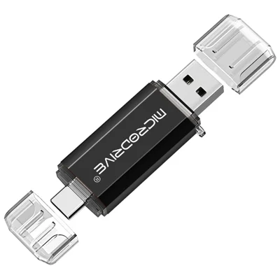 MICRODRIVE 32GB 2-in-1 USB 2.0 / Type-C U-Disk High Speed Phone Computer Flash Disk - Black