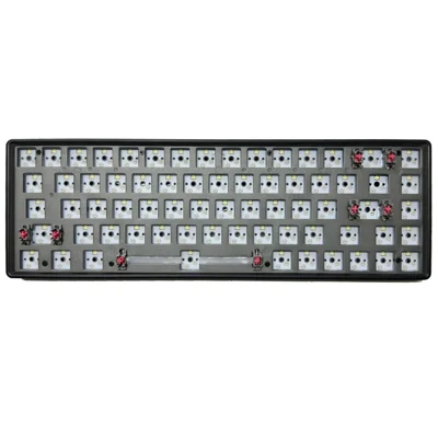 68-Key Hot Swappable Wireless+USB Wired+Bluetooth-compatible Mechanical Keyboard Kit - Black