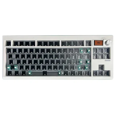 GMK87 RGB Hot Swap Wireless+USB Wired+Bluetooth-compatible Mechanical Keyboard Kit with Volume Knob - White