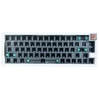 GMK67-S Hot Swappable Wireless+Wired+Bluetooth-compatible Keyboard Kit with Screen, RGB Backlight - White