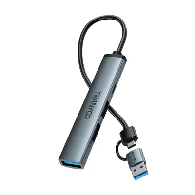 TRANYOO HB11-AC Multifunction Expansion Hub 2 in 1 USB A + Type C to USB 3.0 / 2.0 + Type C 2.0 Docking Station