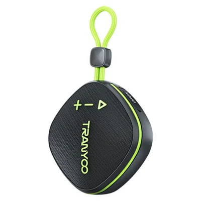 TRANYOO T-B16 Portable Outdoor Bluetooth-Compatible Speaker Wireless TWS FM Radio TF Card Speaker - Black+Green