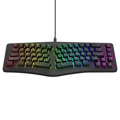 Y-FRUITFUL YF10 Ergonomic Gaming Keyboard 69-Key RGB Backlit Wired Membrane Keyboard for Office/Gaming - Black