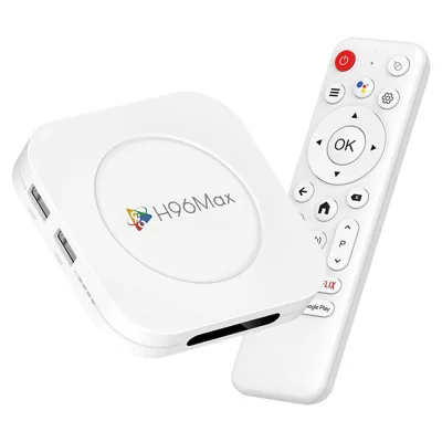 H96 MAX M1 Plus 8K Intelligent Android TV Box 4+128GB WiFi6 BT5.4 Voice Assistant Media Player - White  /  US Plug