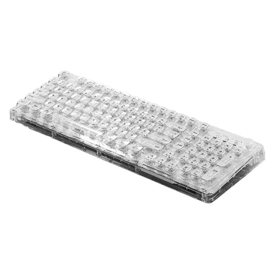 Z99 Transparent Mechanical Keyboard RGB Lighting Triple Modes Wireless Keyboard with Silent Button - Transparent White