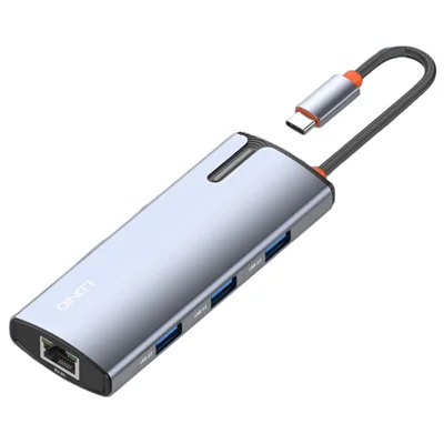 LDNIO DS-16H 6 in 1 Type-C Hub USB 3.0 Expansion Dock with Gigabit Ethernet Port HD Output PD 100W Charging for Laptops - Grey