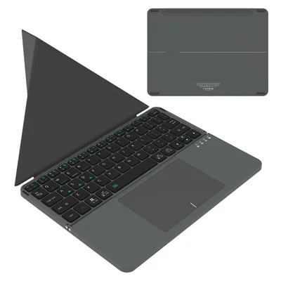 IBOX 11 Bluetooth Keyboard Składane Etui z Klawiaturą z Kожą z Panelą Dotykowym Klawiatura Bezprzewodowa do Tabletów - Szary