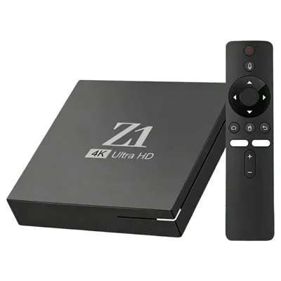 Z1 1+8GB Android 15.0 TV Box 4K Ultra HD WiFi 6 Dual Band 2.4G / 5G Bluetooth-compatible Voice Remote - Black