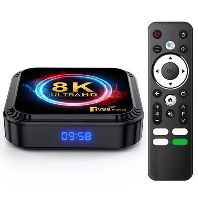 TV98 RK3528 4+32GB Android TV Box 2.4G / 5G WiFi6 Bluetooth compatível Leitor Multimédia 8K UHD - Tomada EUA
