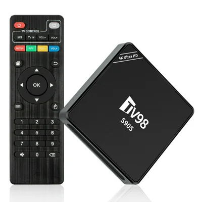 TV98 S905 8+128GB 4K Ultra HD Android 12.1 Smart TV Box 2.4G WiFi 100M Ethernet Dual Output HD AV Remote Control Set-Top Box - US Plug