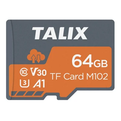 Tarjeta TALIX M102-64G TF de 64 GB U3 V30 A1, Tarjeta de Memoria para Almacenamiento de Video 4K UHD para Cámara y Teléfono Inteligente
