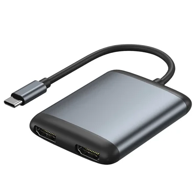 SC-004 USB-C док-станция с 4 портами, алюминиевый сплав + АБС, PD 100 Вт, двойной HD 4K / 60 Гц, концентратор USB 3.0 — серый