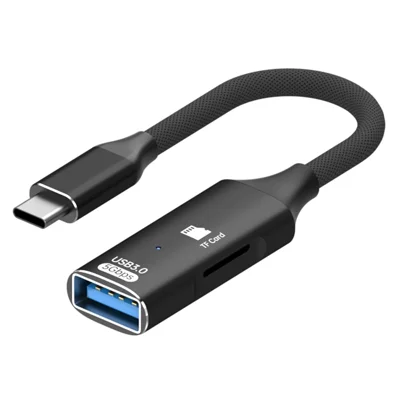 ADS-22 USB 3.0 5Gbps Type-C OTG Adapter TF Card Reader for Smartphones Tablets Laptops - Black