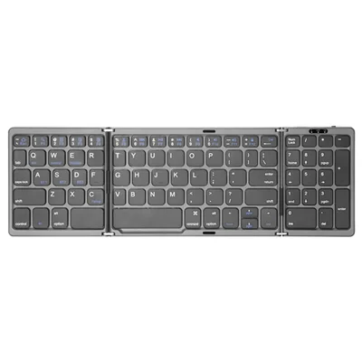 B089 Bærbar Tri-fold 81 taster Bluetooth-kompatibel tastatur til hjemmekontor uden ledning med talområde - Grå