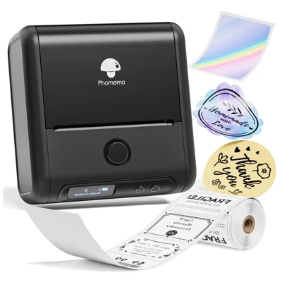 PHOMEMO M200 Mini Thermal Label Maker 203DPI Bluetooth-compatible Barcode Labeler - Black