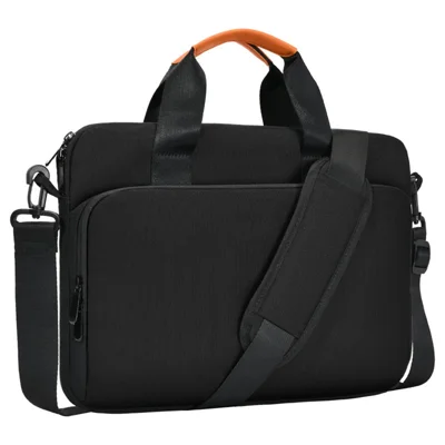 For 13 inch Shoulder Laptop Bag Business Style Multi-Functional Notebook Sleeve Bag with Air Cushion Protection - Black