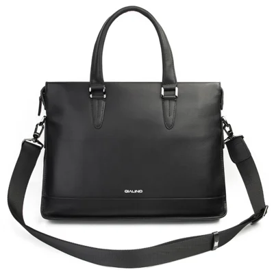 QIALINO For Universal 15 Inch Laptop Storage Bag Genuine Cow Leather Sleeve Case with Detachable Shoulder Strap