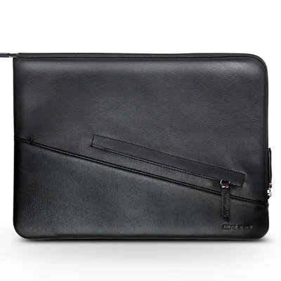 QIALINO Shockproof Case for 13 Inch Laptop Sleeve Bag Ultra Thin Wear Resistant Genuine Cow Leather Pouch
