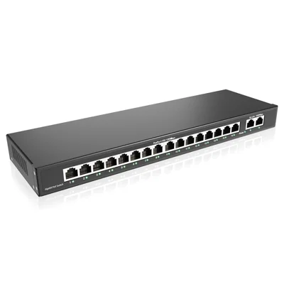 ZOSI 16-Port Gigabit Poe Switch with 2 Gigabit Uplink Ports 156W for 16 Poe+ Ports IEEE802.3af / at - US Plug