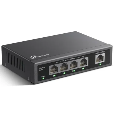 ZOSI 5 Port Poe Switch 4 Poe Ports + 1 Uplink 802.3af / at Poe+ 100Mbps 65W 250m Extended Range Plug and Play Network Switch - US Plug