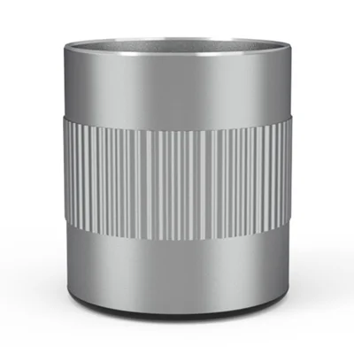 P80 Office Desk Pencil Organizer Cup Aluminum Alloy Round Pen Holder with Anti Slip Base - Silver