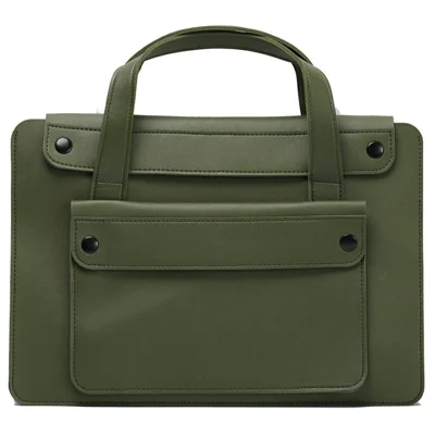For 13.3  /  14 Inch Laptop Tote Bag Accordion Design Single Layer Pocket Large Capacity Notebook Handbag - Green